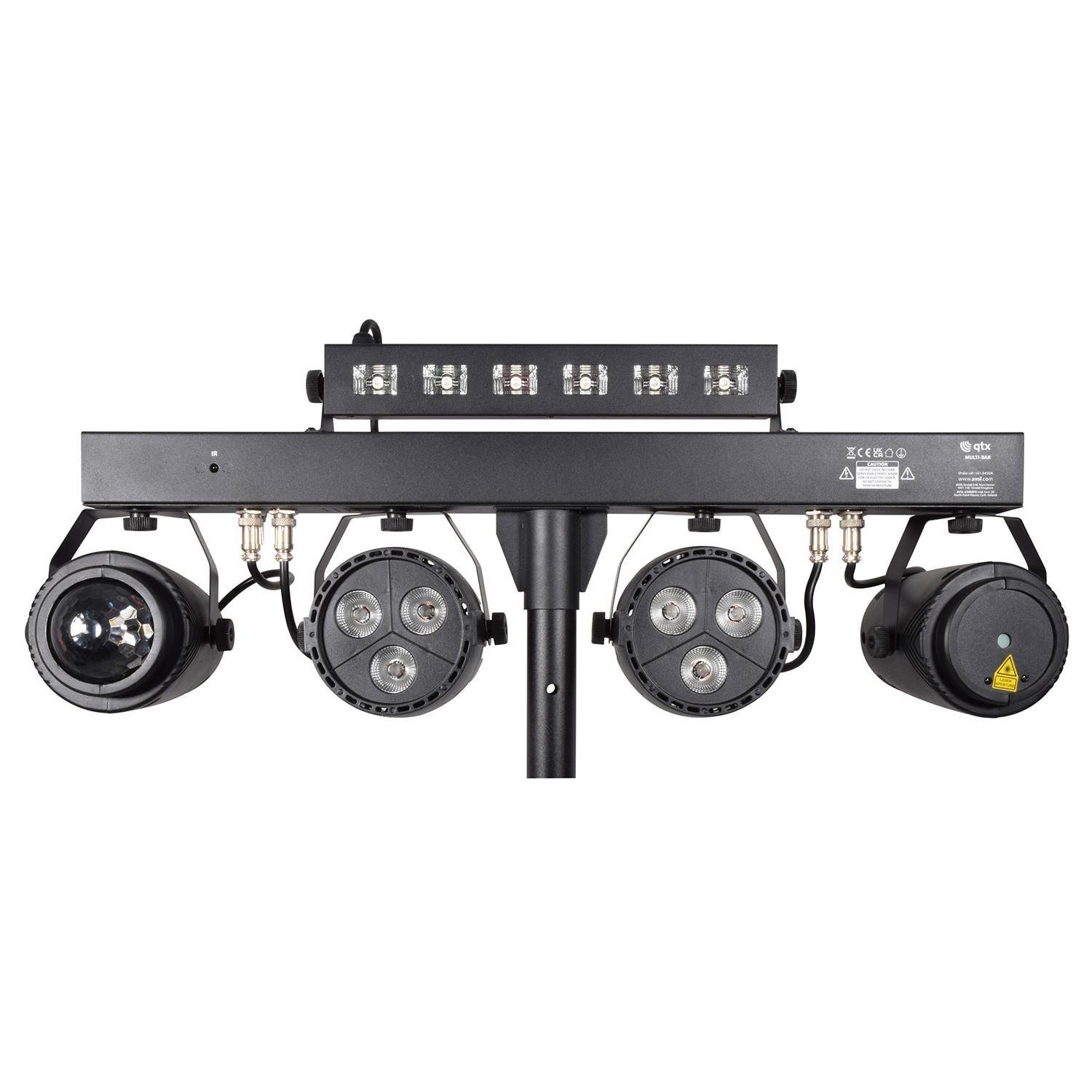 QTX Rechargeable Multi Bar Par Can UV Laser Strobe with Tripod, Remote and Carry Bag - DY Pro Audio