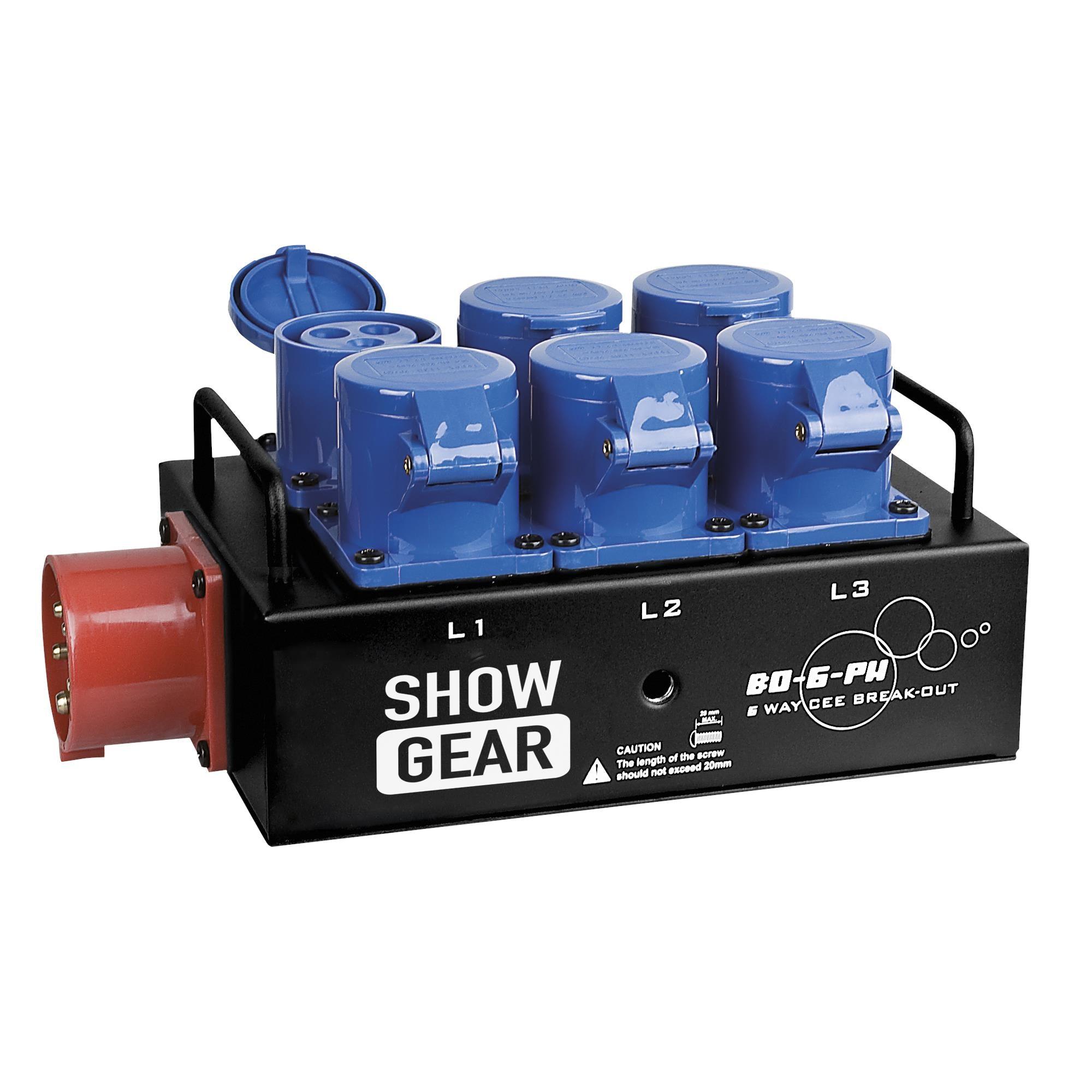 Showtec BO-6-PWC 3 Phase Power Splitter Distro Stage Marquee Theatre 1 to 6 16A - DY Pro Audio