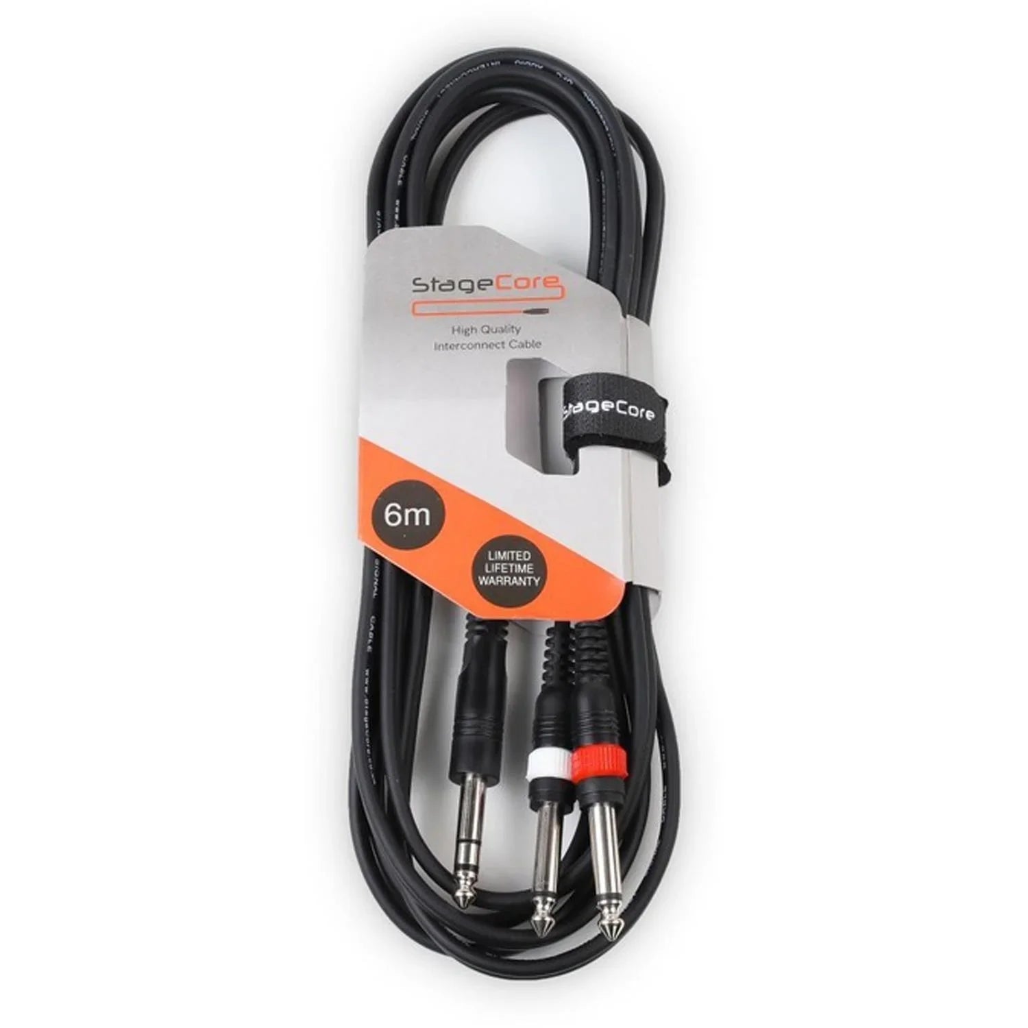 Stagecore AIROH 210 6m 1 x 6.35mm Stereo Jack to 2 x 6.35mm Mono Jack Cable - DY Pro Audio