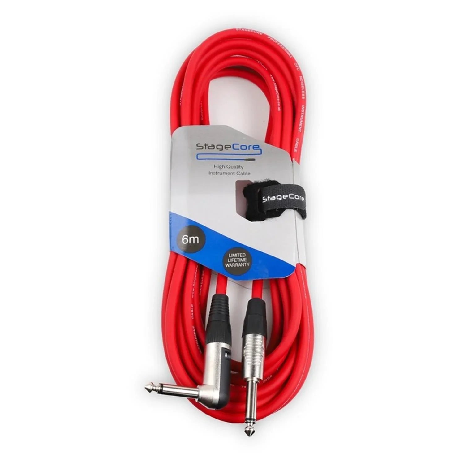 Stagecore CORE 140 6m Red Straight to Right Angled Jack Lead - DY Pro Audio