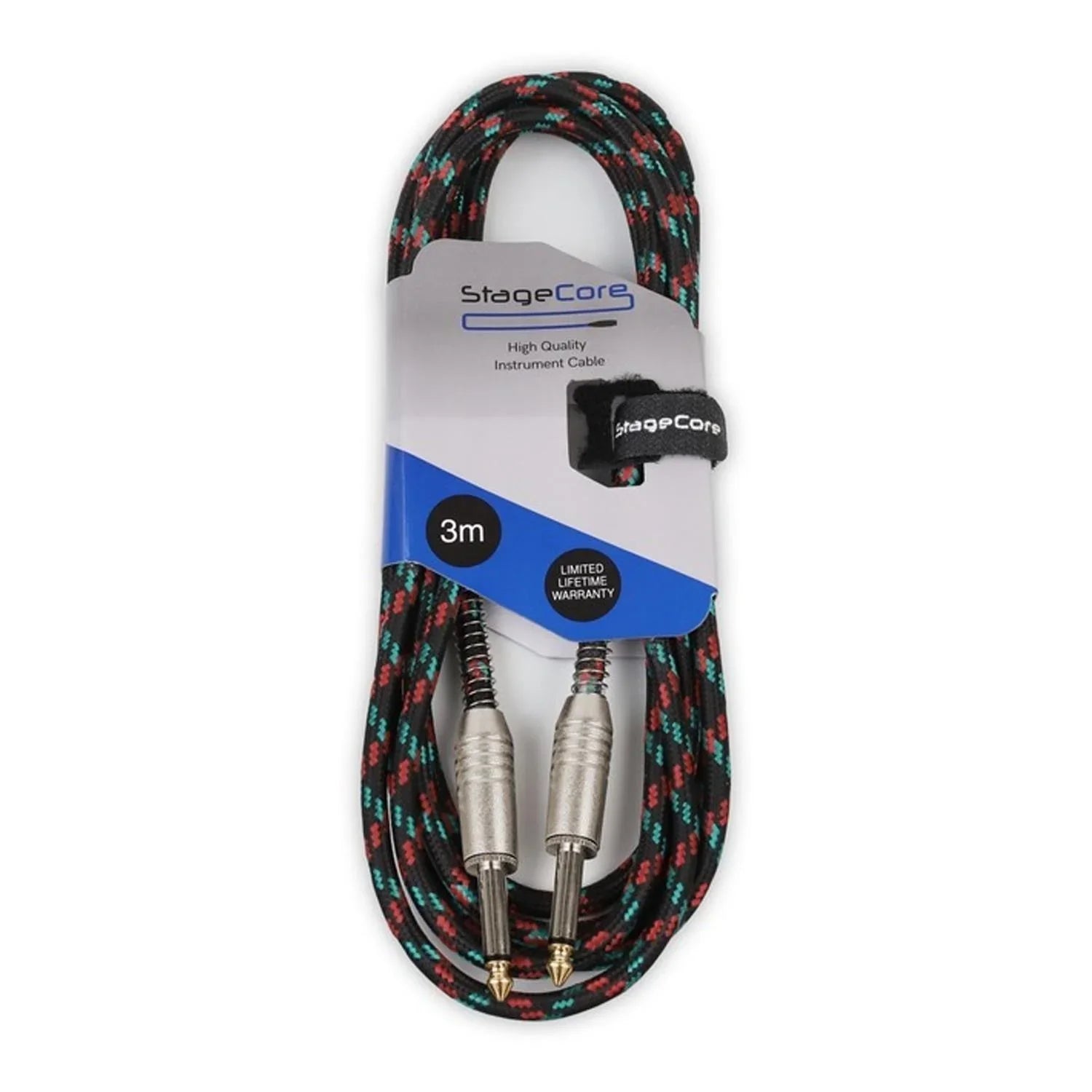 Stagecore Core120 3m Black Braided Jack to Jack Lead - DY Pro Audio