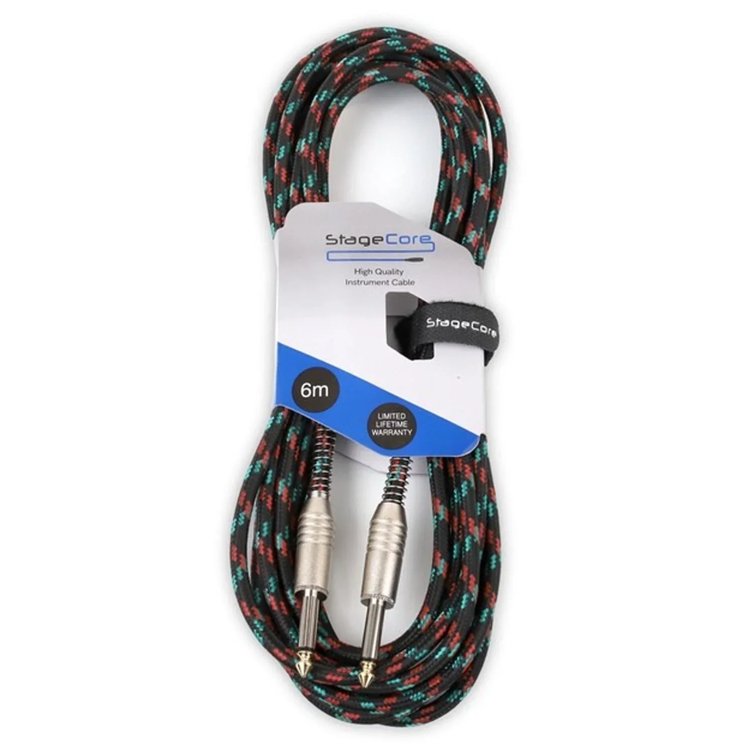 Stagecore Core120 6m Black Braided Jack to Jack Lead - DY Pro Audio