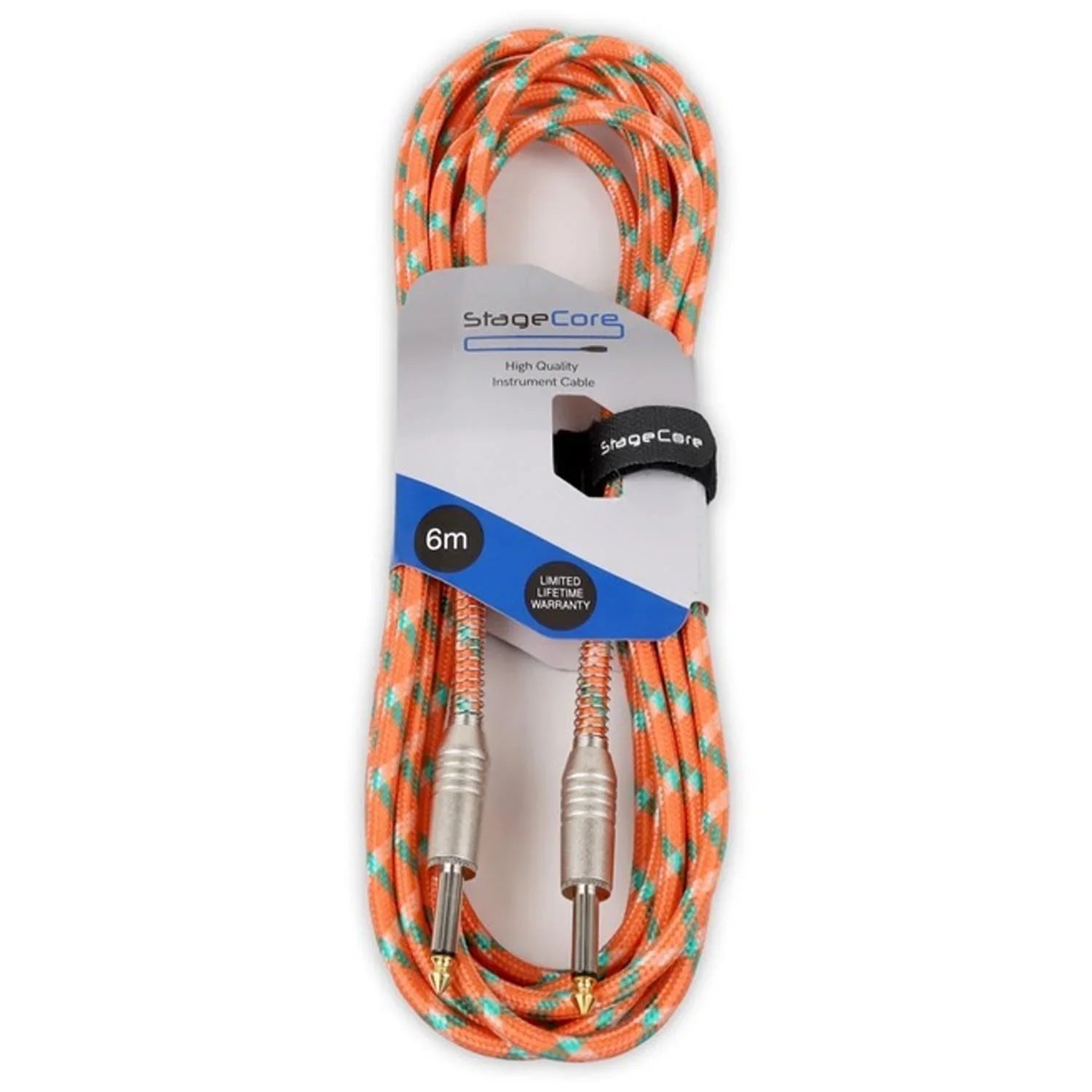 Stagecore Core120 6m Orange Braided Jack to Jack Lead - DY Pro Audio