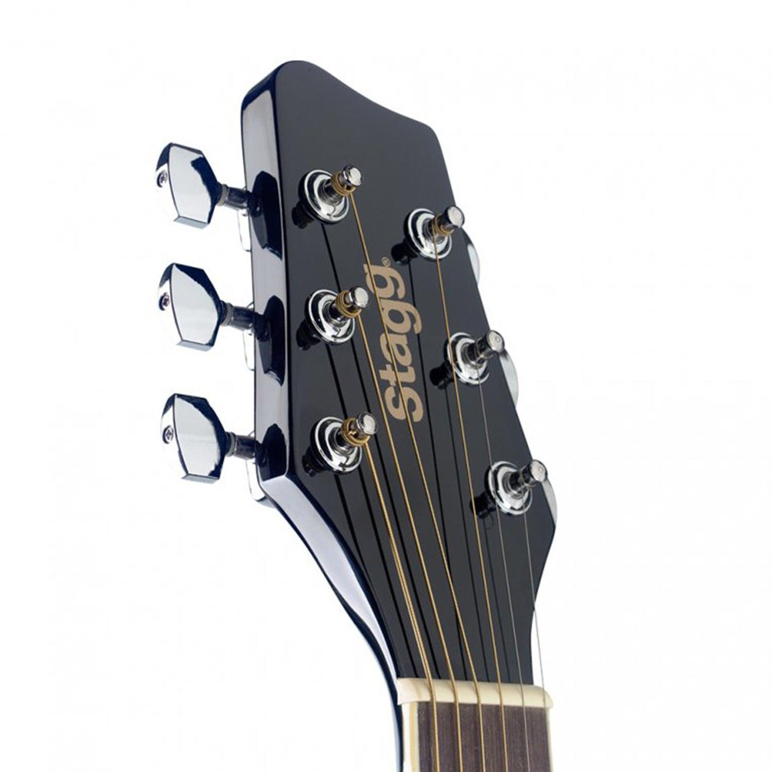 Stagg SA20A BLK 4/4 Black Auditorium Acoustic Guitar with Basswood Top - DY Pro Audio
