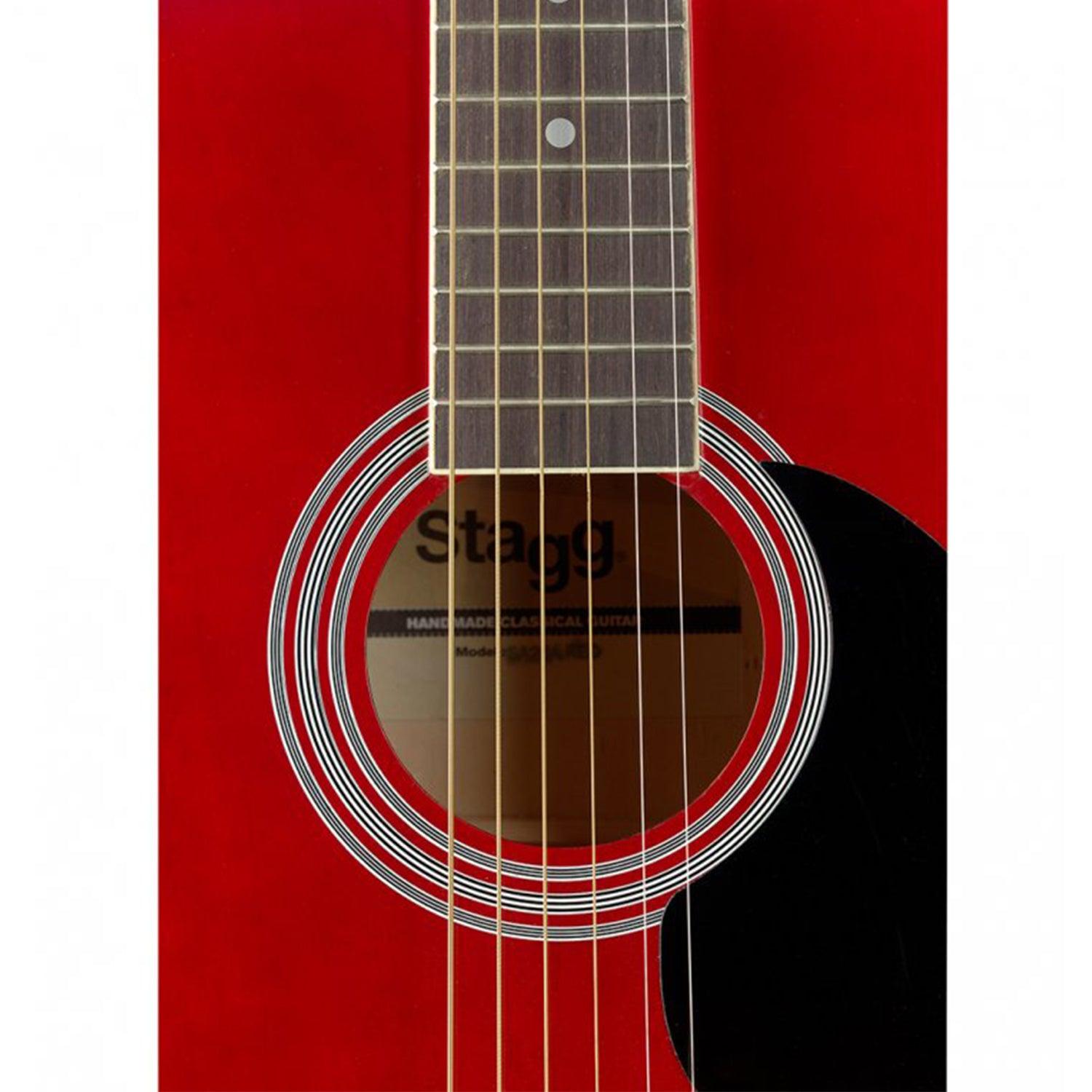 Stagg SA20A RED 4/4 Red Auditorium Acoustic Guitar with Basswood Top - DY Pro Audio
