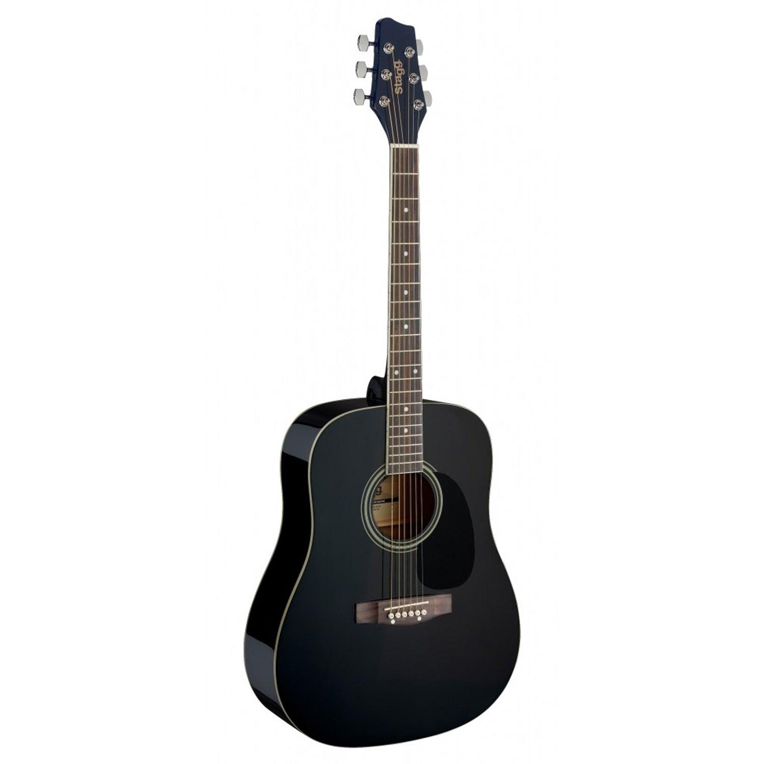 Stagg SA20D BLK Black Dreadnought Acoustic Guitar with Basswood Top - DY Pro Audio