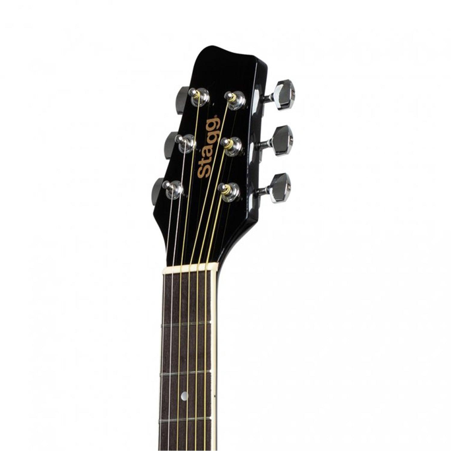 Stagg SA20D LH-BLK Black Dreadnought Acoustic Guitar with Basswood Top Left Hand - DY Pro Audio