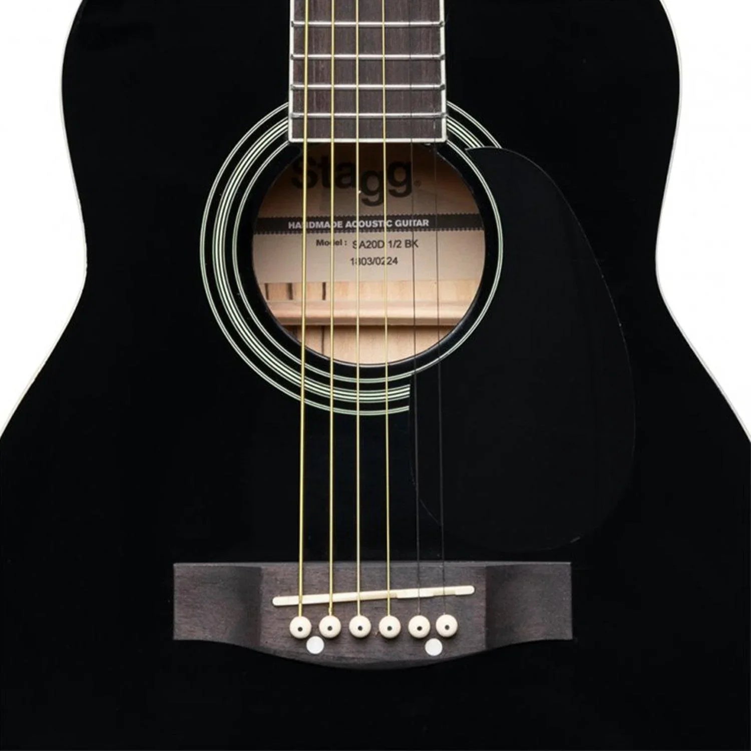 Stagg SA20D LH-BLK Black Dreadnought Acoustic Guitar with Basswood Top Left Hand - DY Pro Audio