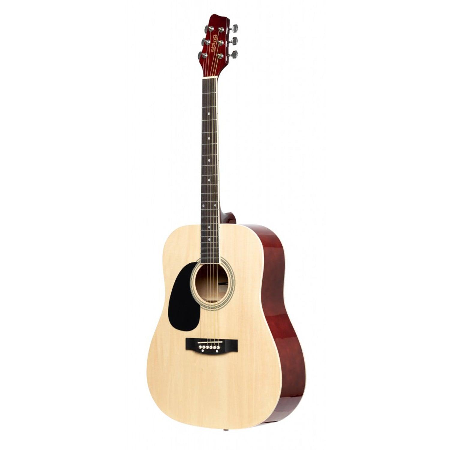 Stagg SA20D LH-N Natural Dreadnought Acoustic Guitar with Basswood Top Left Hand - DY Pro Audio
