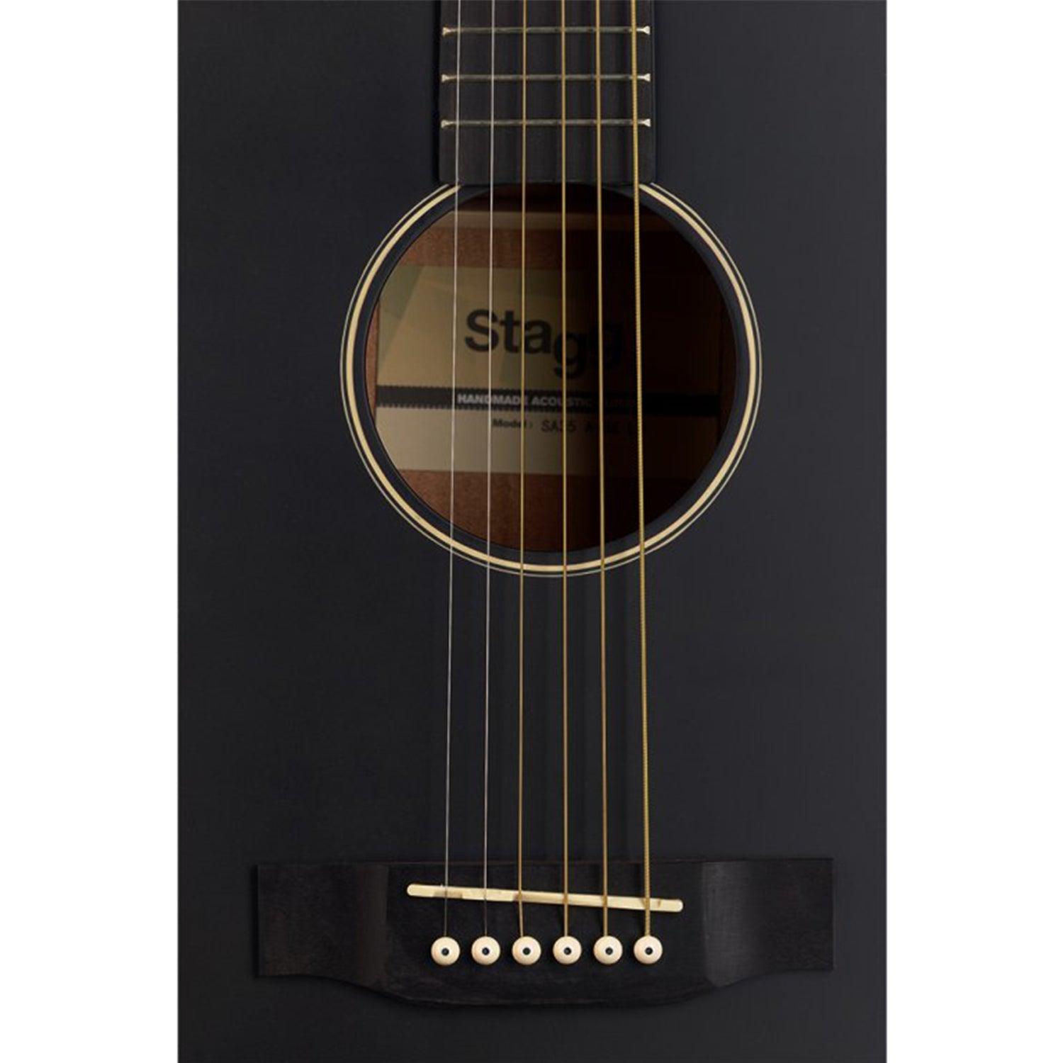 Stagg SA35 A-BK LH Black Auditorium Guitar with Basswood Top Left Hand - DY Pro Audio