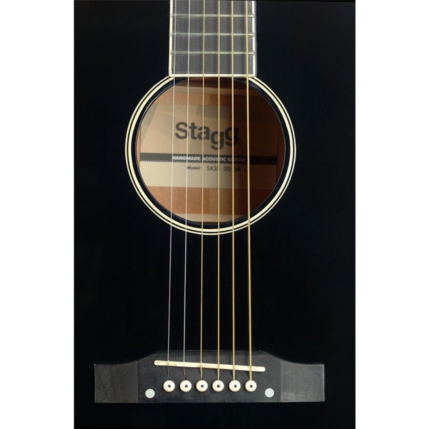 Stagg SA35 DS-BK-LH Black Slope Shoulder Dreadnought Guitar Left Hand - DY Pro Audio