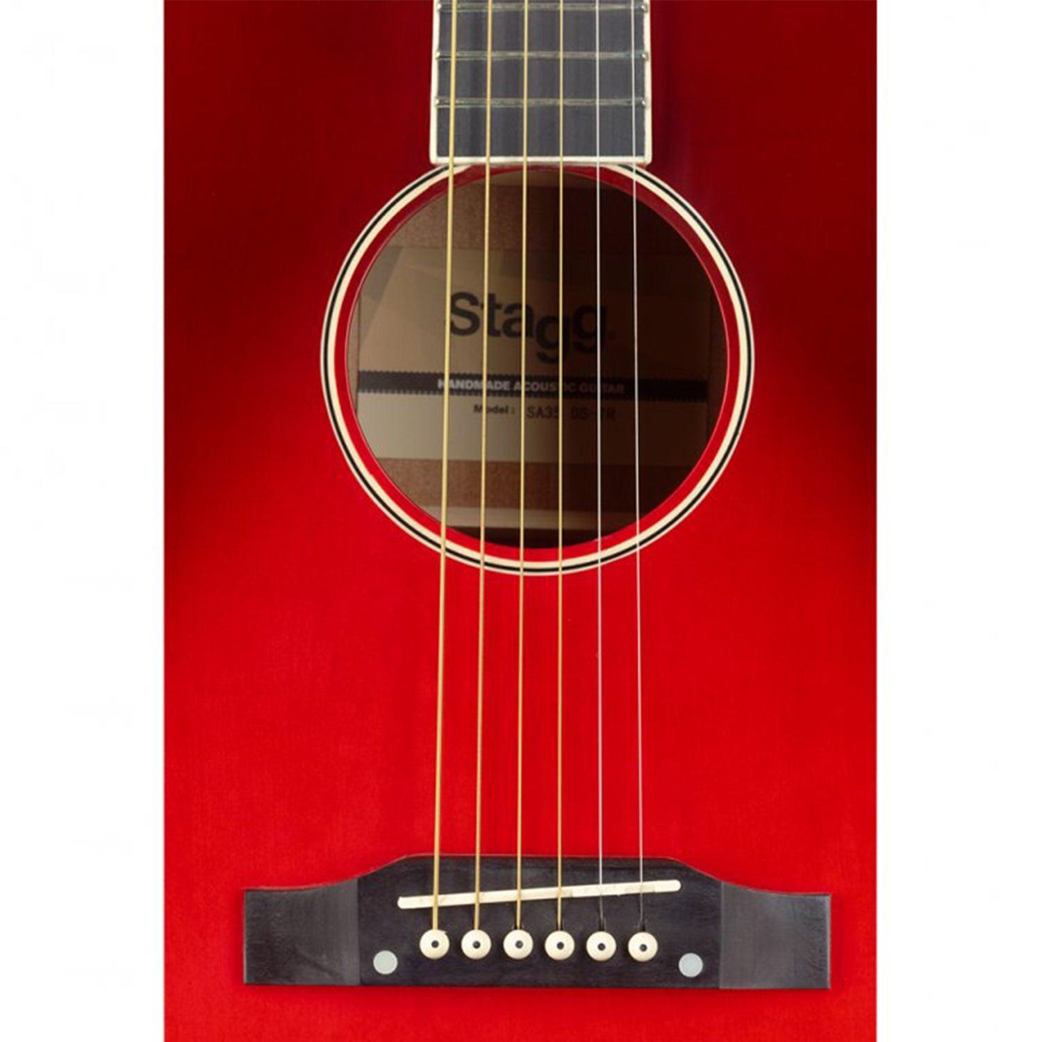 Stagg SA35 DS-TR Red Slope Shoulder Dreadnought Guitar - DY Pro Audio