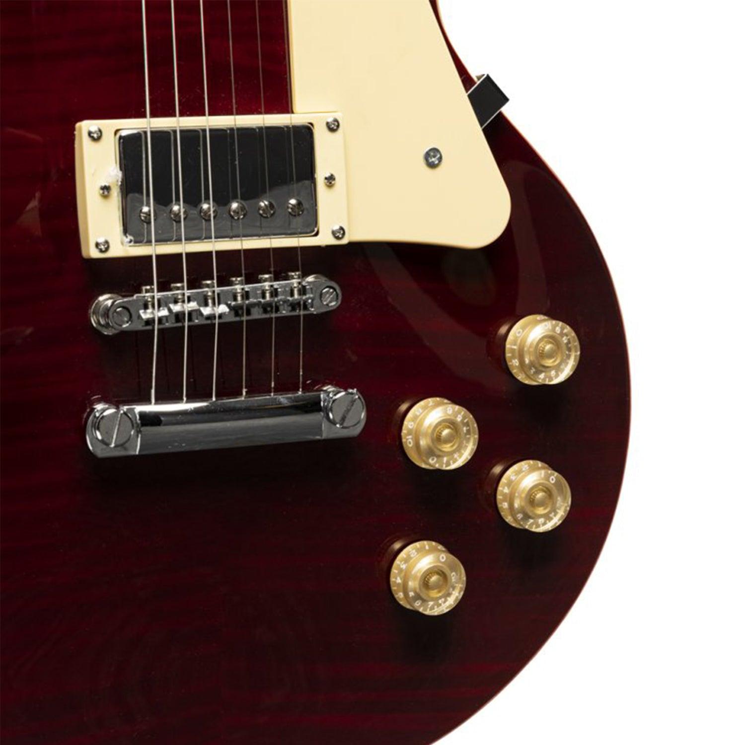 Stagg SEL-DLX W RED Deluxe Series Electric Guitar solid Mahogany with AAA Flamed Maple Top - DY Pro Audio