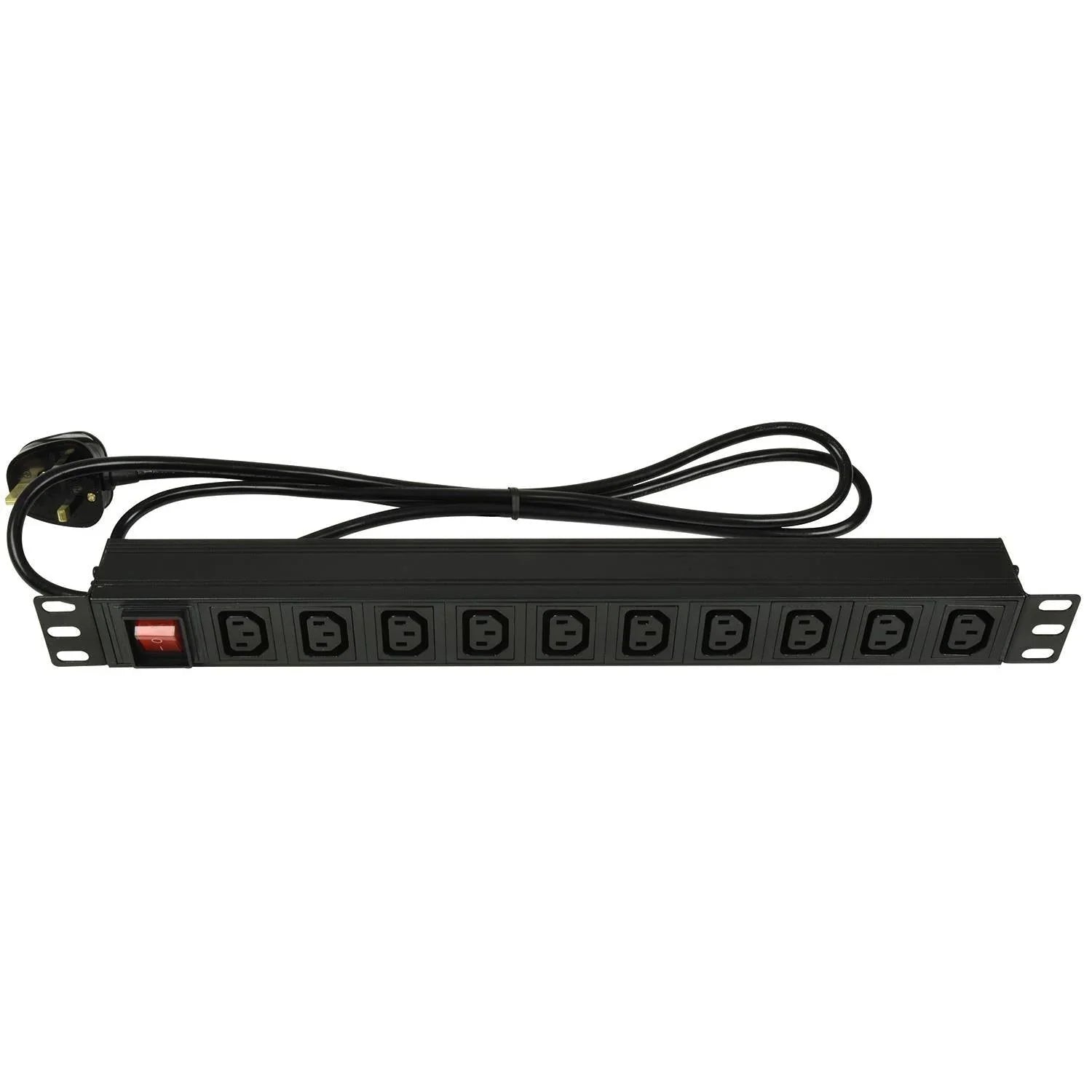 19" 1U Rack 10-Gang IEC (C13) Power Distribution Unit Switched 1.8m - DY Pro Audio