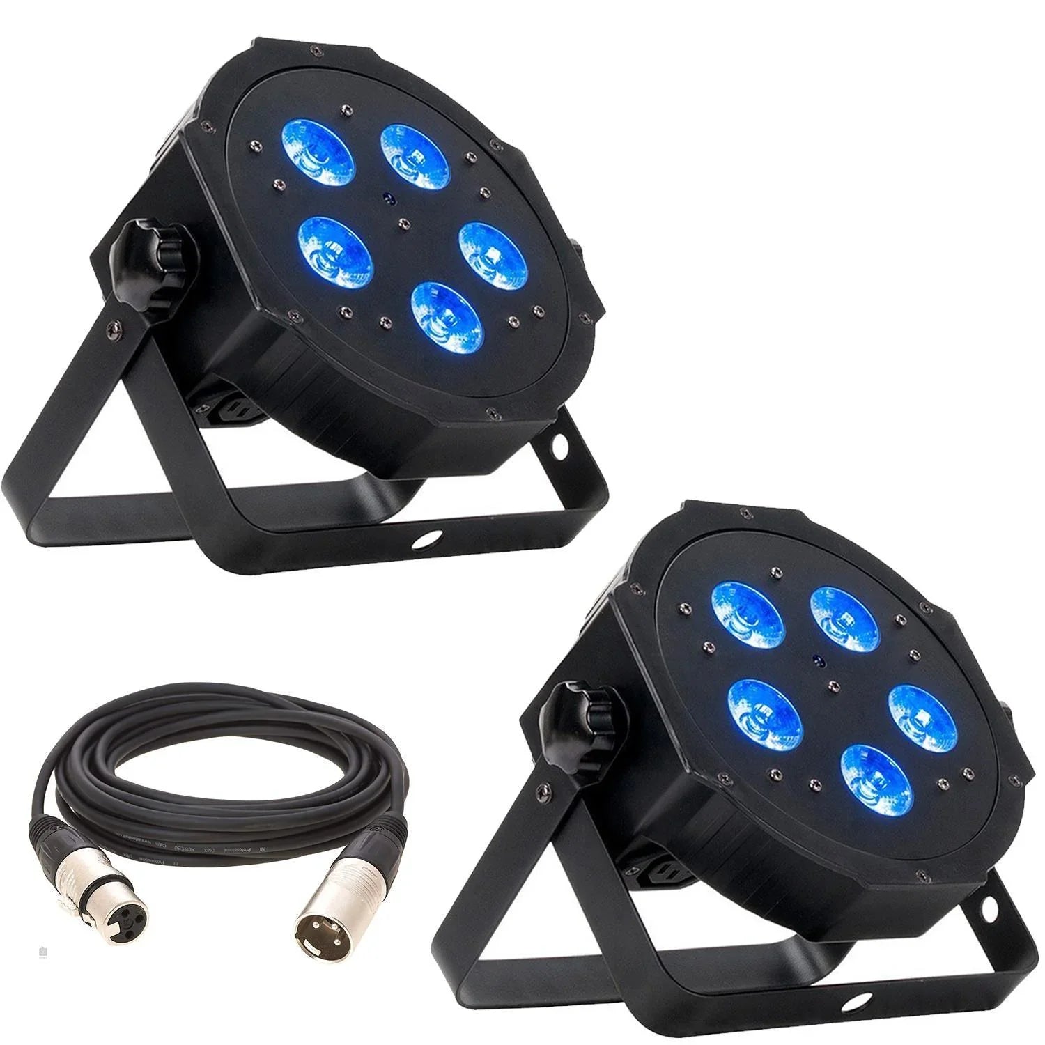 2 x ADJ Mega Hex Par Can DMX with DMX Cable - DY Pro Audio