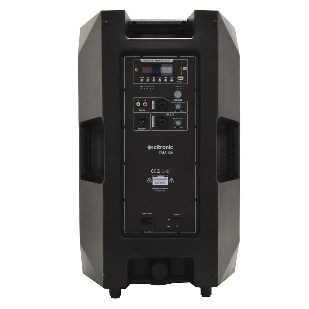 2 x Citronic CASA-12A Active Speakers with Mixer, Stand & Cables - DY Pro Audio