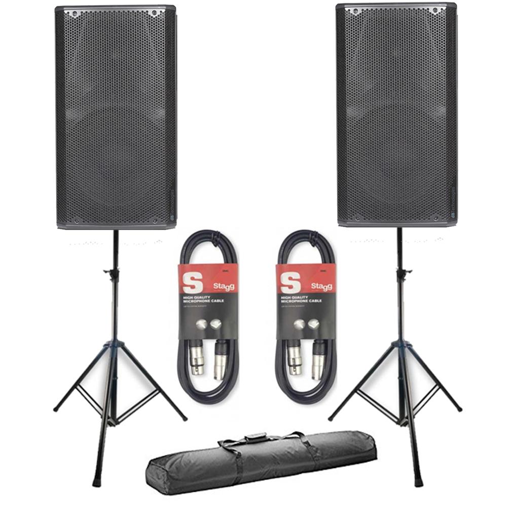 2 x dB Technologies Opera 15 15 Active Speakers with Stands Cables
