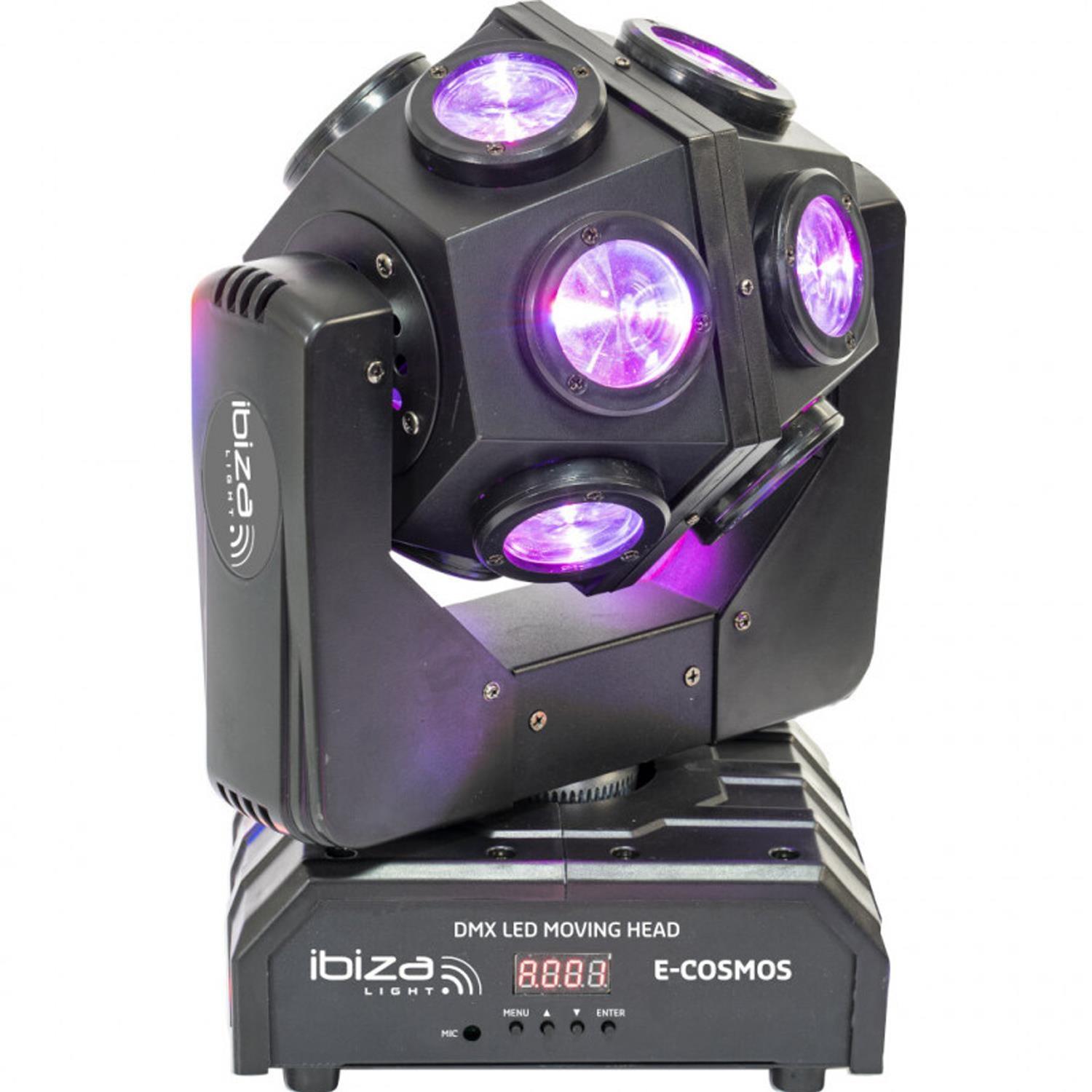 2 X Ibiza E-Cosmos 12 x 10w Retro LED Moving Head with DMX Cable - DY Pro Audio