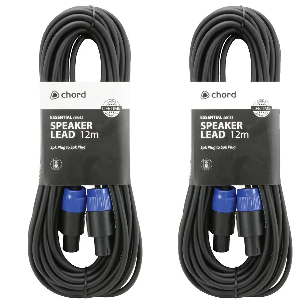 2 x QTX 12M Speaker Speakon Cable - DY Pro Audio