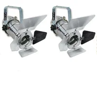 2 x Silver Pulse PAR16 Birdie Can 230v Parcan Lantern Spotlight With Barn Doors - DY Pro Audio