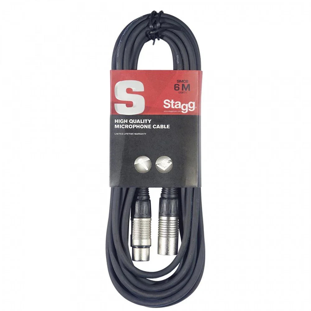 2 x Stagg SMC6 6m Microphone XLR Cable Black - DY Pro Audio