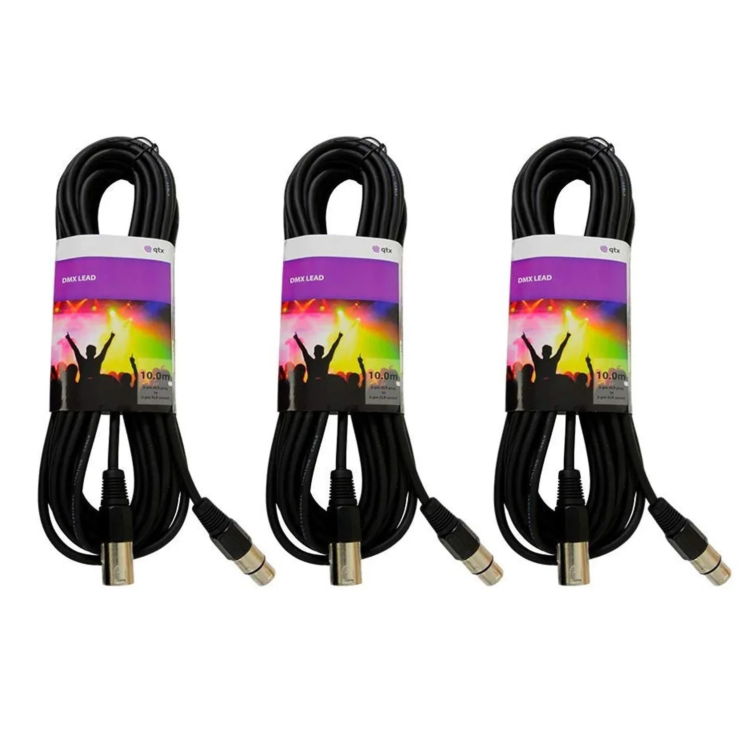 3 x QTX DMX Leads 3-p 110ohm 10.0m - DY Pro Audio