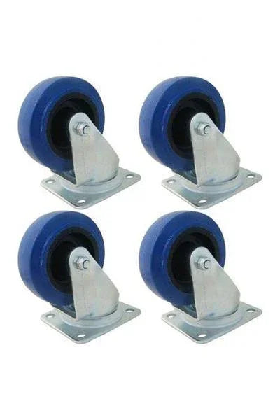 4 Pack - 80mm / 3" Swivel Castor with Blue Wheel - DY Pro Audio