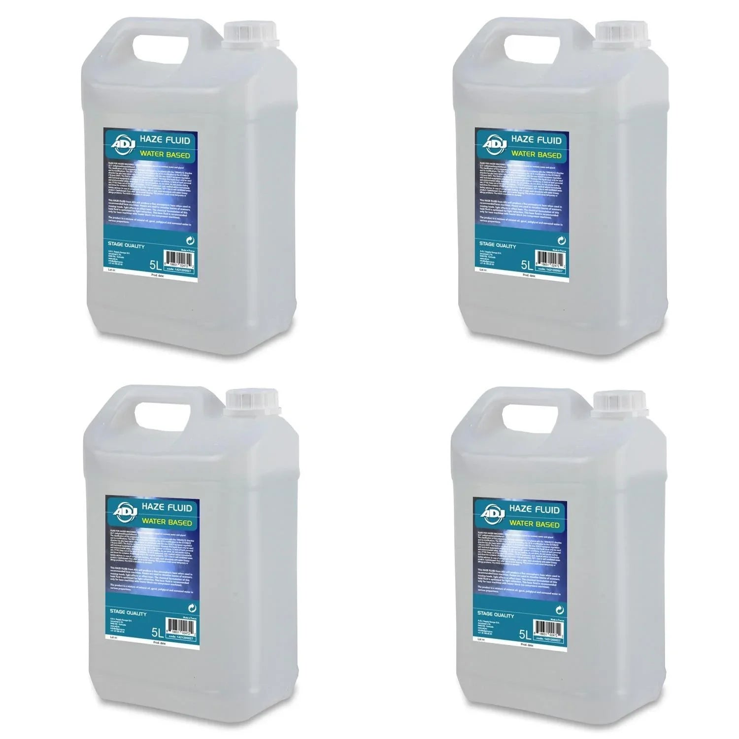 4 x ADJ Haze Fluid Water Based 5L for Hazer Machine 5 Litres - DY Pro Audio