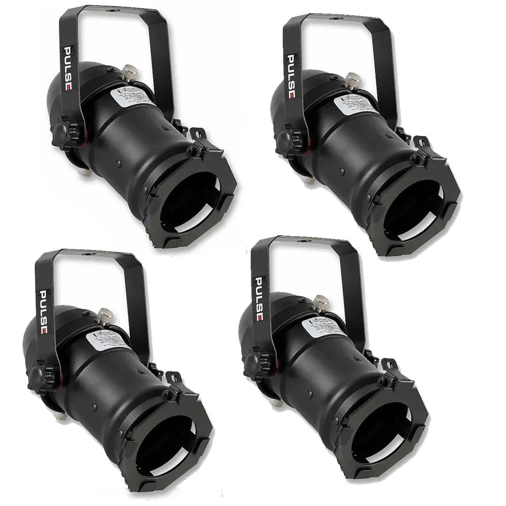 4 x Black Pulse PAR16 Birdie Can 12v Parcan Lantern DJ Stage Spotlight - DY Pro Audio