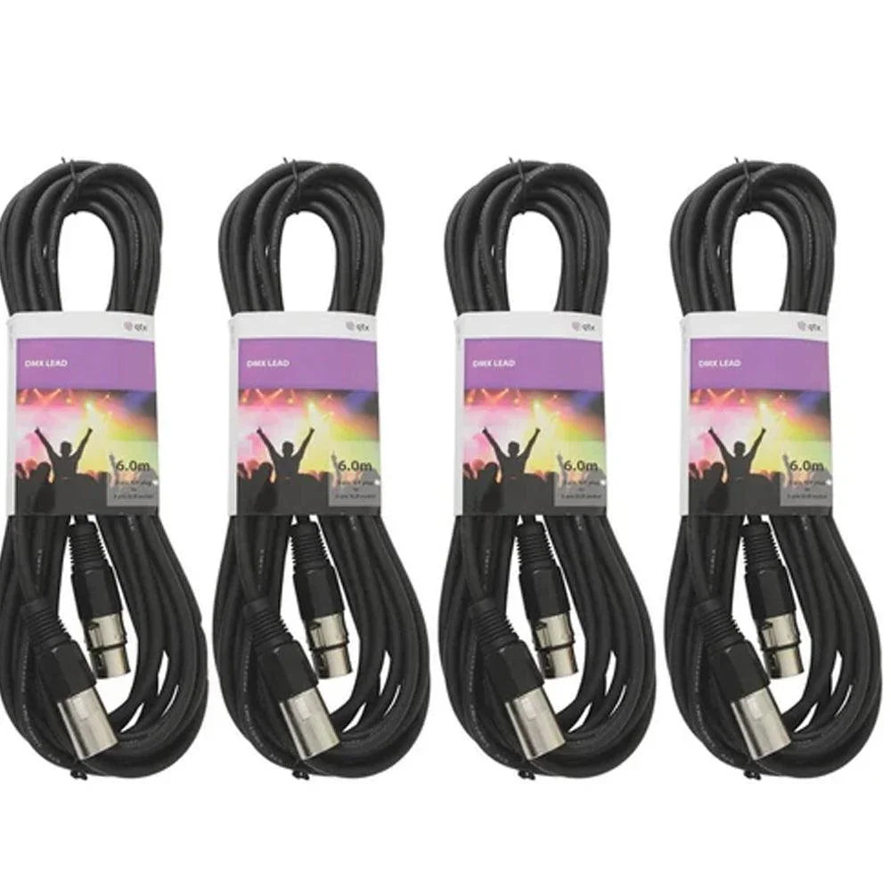 4 x QTX 6M DMX Lighting Cables - DY Pro Audio