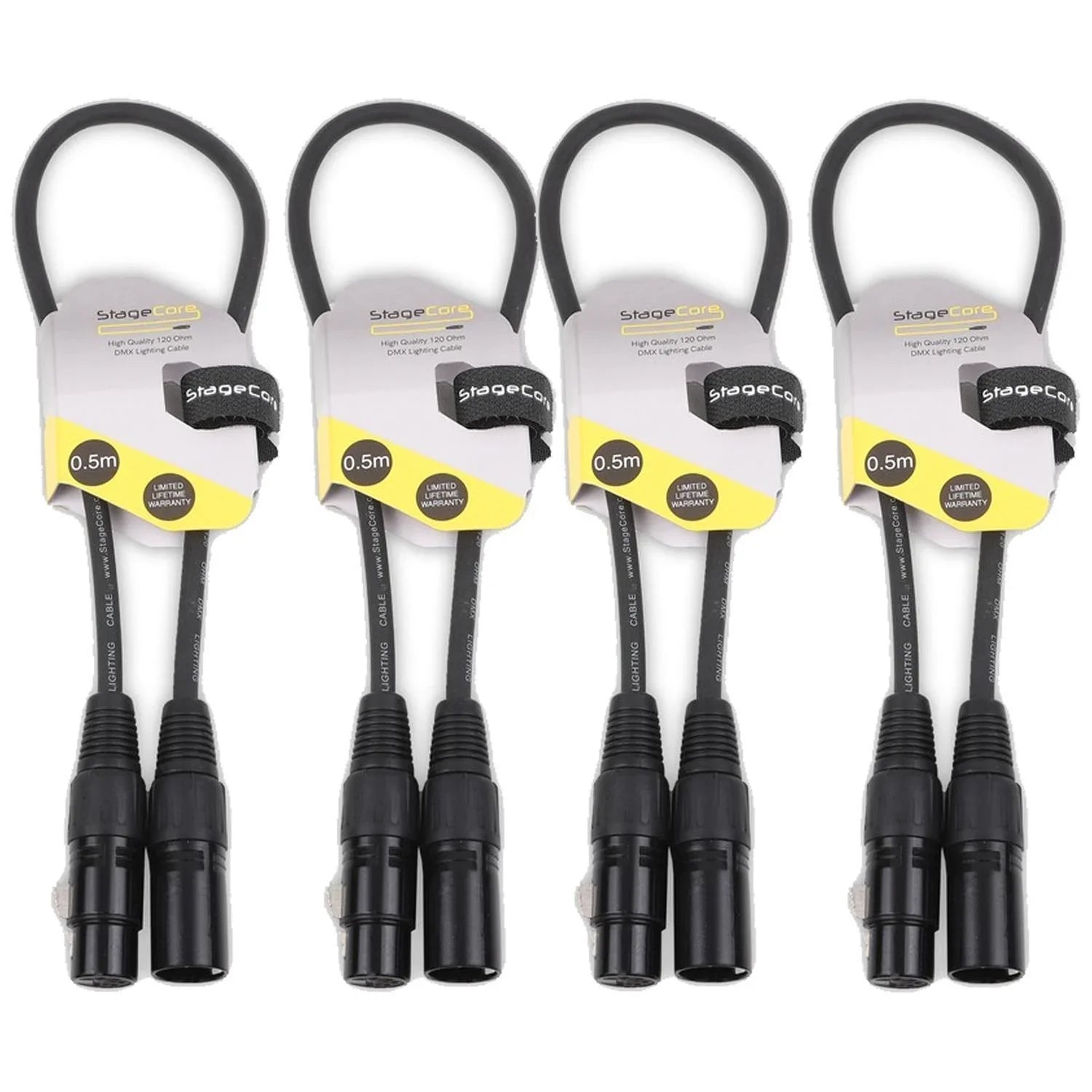 4 x StageCore 0.5M DMX Lead Cable - DY Pro Audio