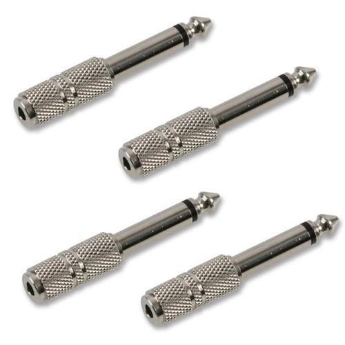 4x Metal 3.5mm Stereo Socket to 6.35mm 1/4 inch Mono Jack Plug Adapter - DY Pro Audio