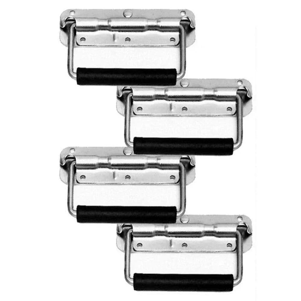 4x Silver Spring Loaded Drop Handle Rubber Handle - DY Pro Audio