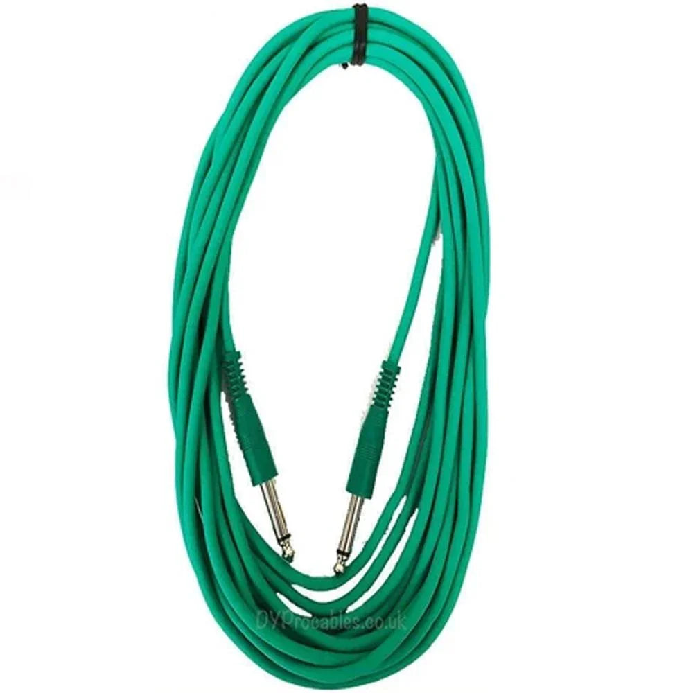 6m Green Mono Guitar Amp Lead 6.35mm 1/4 Jack to 6.35mm 1/4 Jack Keyboard Plug - DY Pro Audio