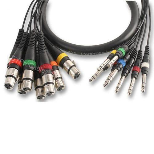 8 Way XLR Sockets to 6.35mm (1/4") Stereo Jack Plugs Loom 5m Black - DY Pro Audio