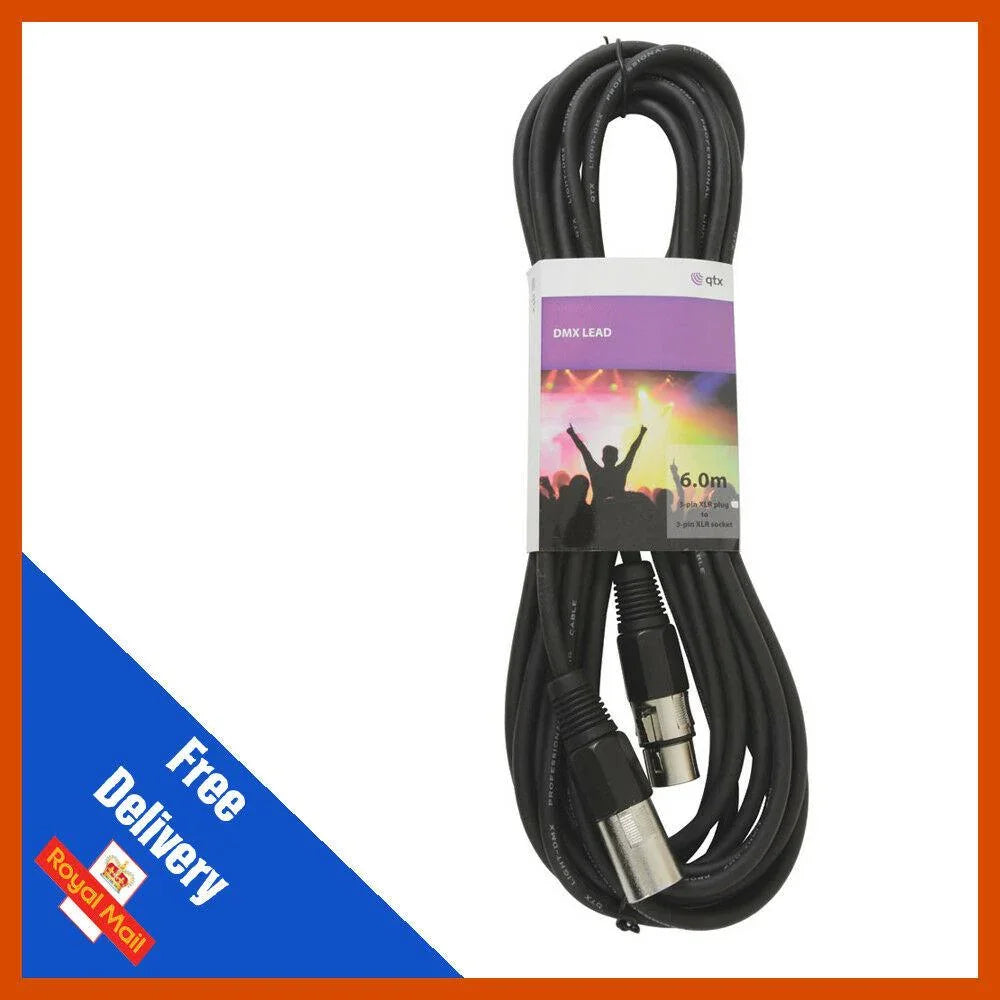 8 x QTX 6M DMX Lighting Cables - DY Pro Audio
