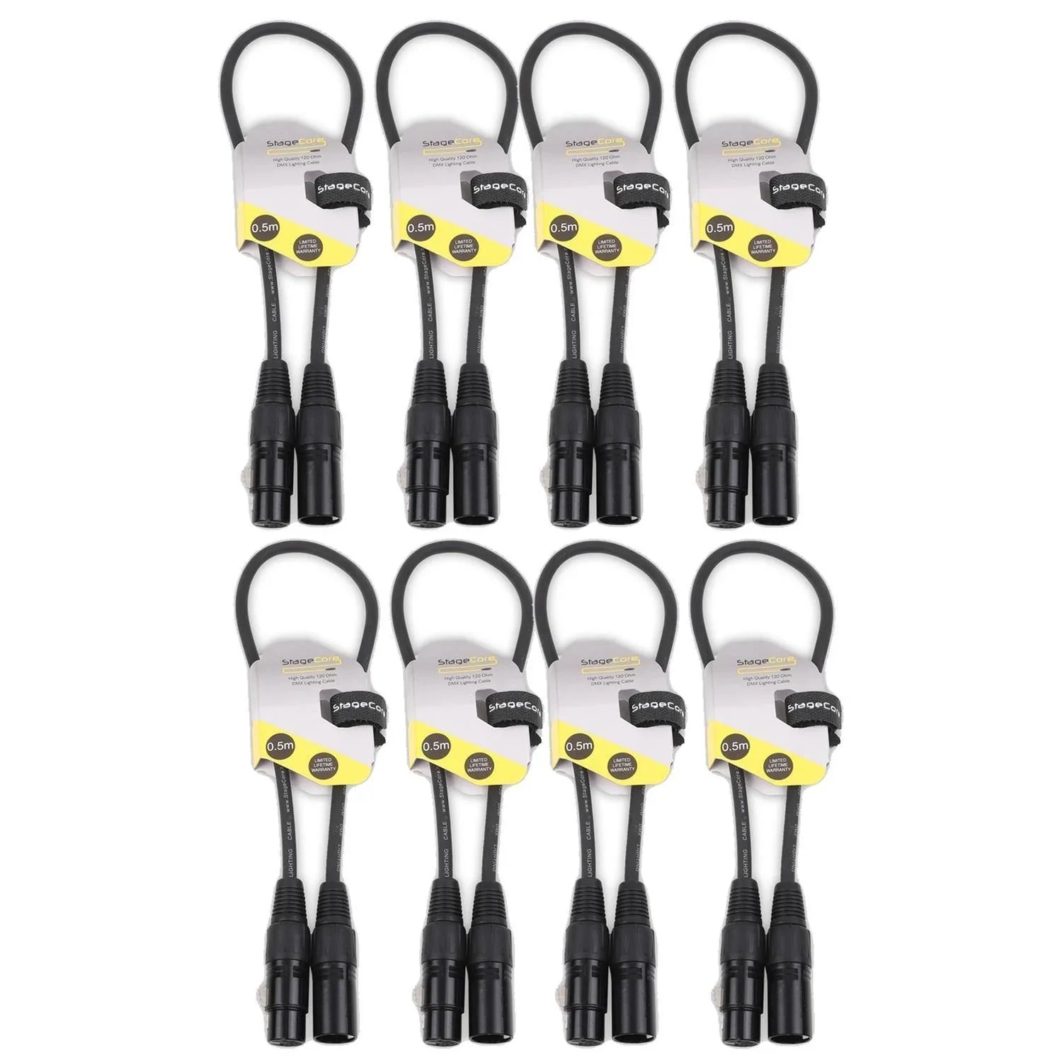 8 x StageCore 0.5M DMX Lead Cable - DY Pro Audio