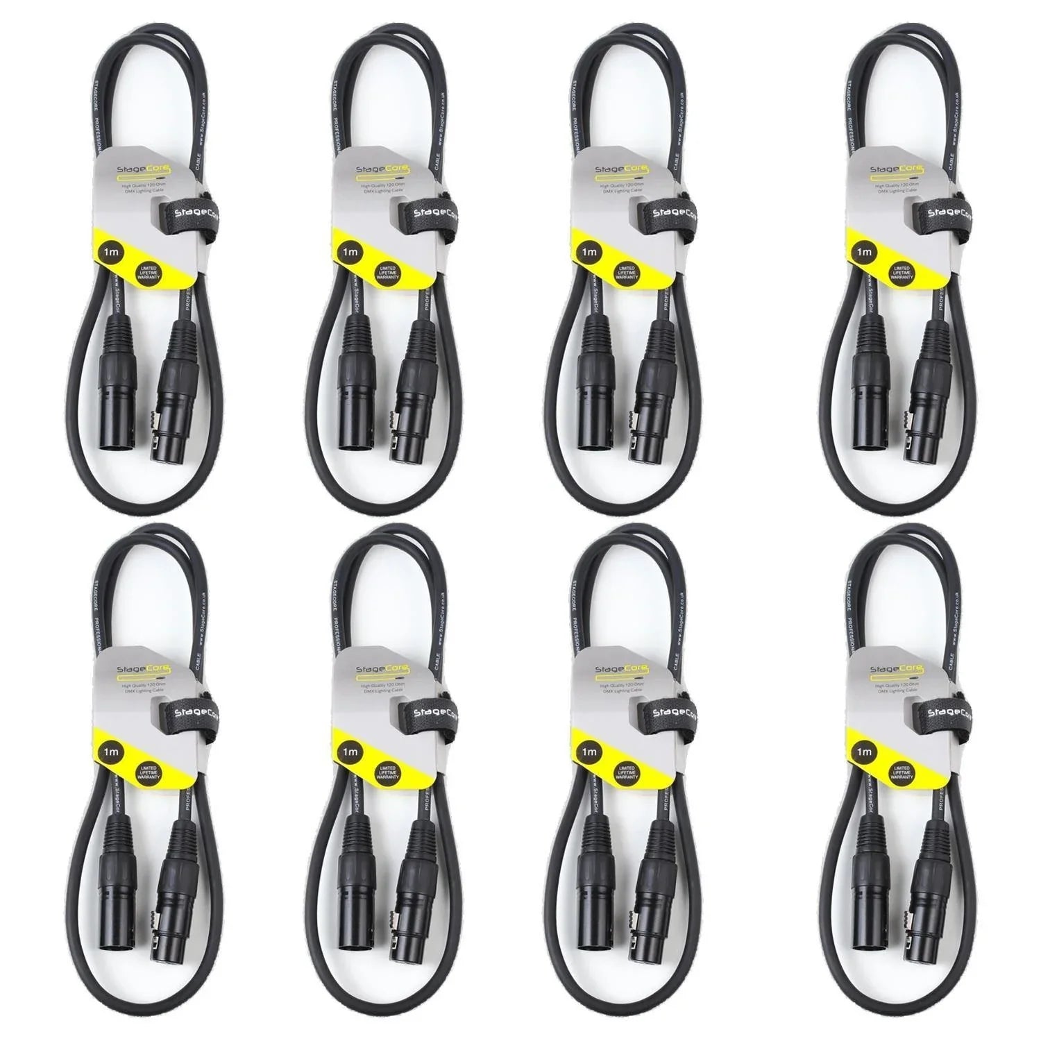 8 x StageCore 1M DMX Lead Cables - DY Pro Audio