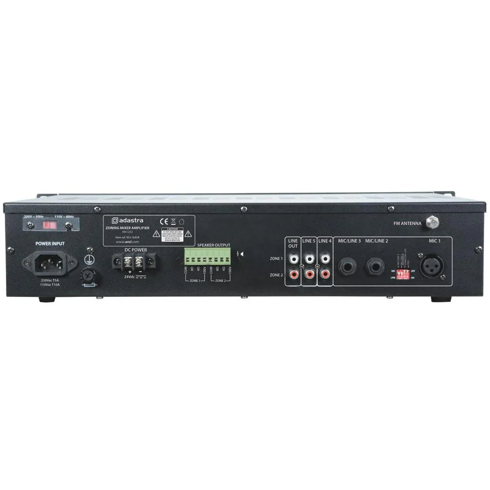 Adastra RM1202 2 Zone Mixer Amplifier with USB/SD/FM/Bluetooth - DY Pro Audio