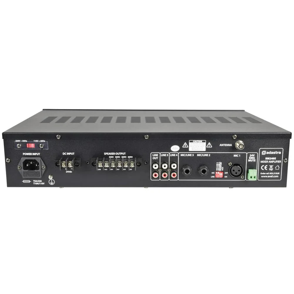 Adastra RM240D 100v 240w Line Mixer Amplifier Amp with Bluetooth - DY Pro Audio