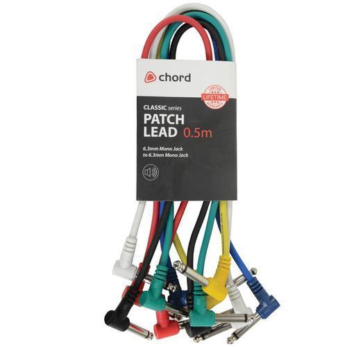 Chord 6 x Guitar Patch Leads Multicolour 0.5m (50cm) - DY Pro Audio
