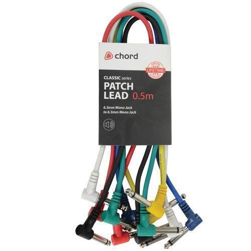 Chord 6 x Guitar Patch Leads Multicolour 0.5m (50cm) - DY Pro Audio
