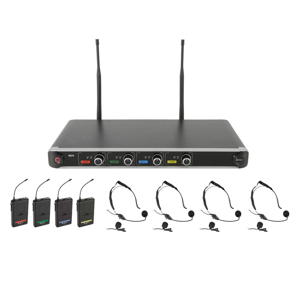 Chord NU4-N Quad UHF Beltpack Wireless Microphone Kit - DY Pro Audio