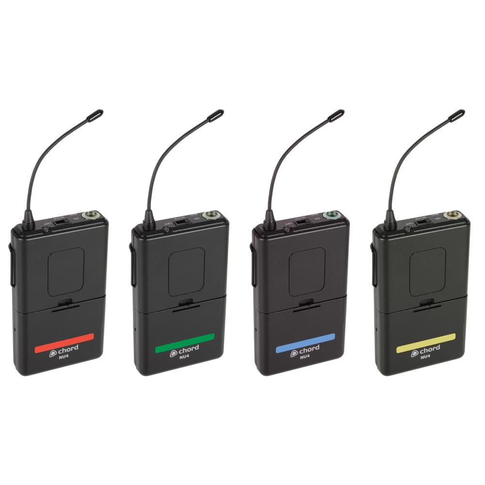 Chord NU4-N Quad UHF Beltpack Wireless Microphone Kit - DY Pro Audio