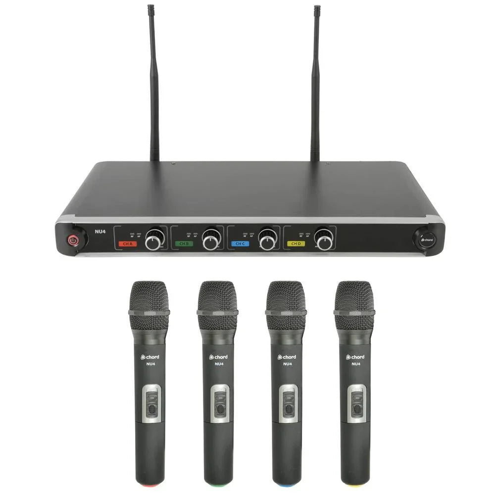 Chord NU4 Quad UHF Wireless Handheld Rack Mount Microphone System - DY Pro Audio