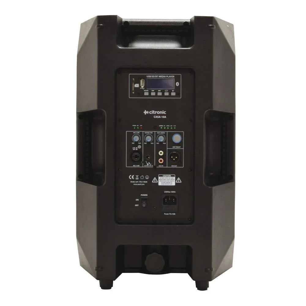 Citronic CASA-10A 10" Active PA Speaker with Bluetooth - DY Pro Audio