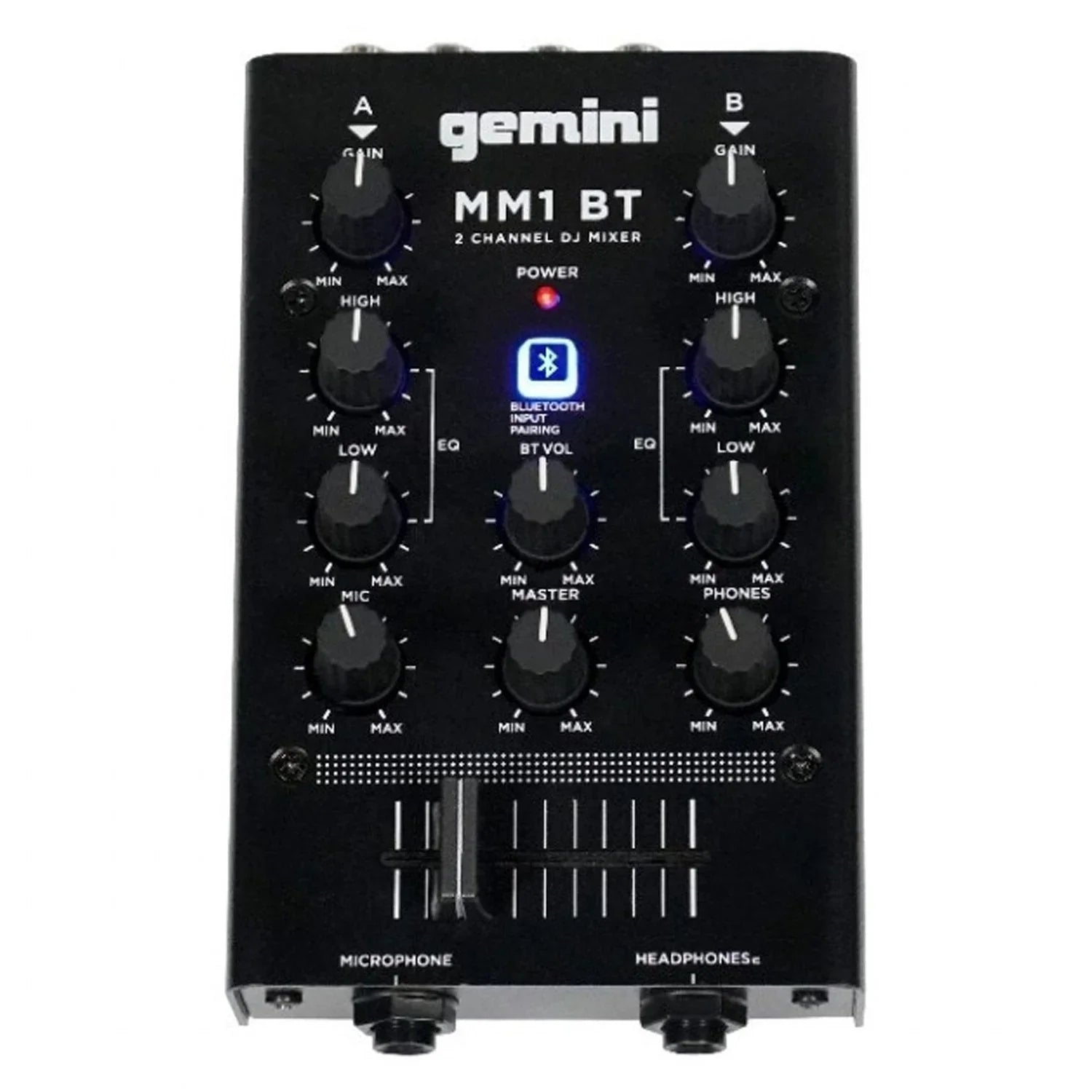 Gemini MM1BT 2-Channel Professional Analog DJ Mixer with Bluetooth - DY Pro Audio