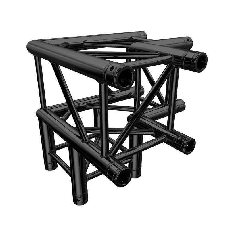 Global Truss F34 PL Stage Black 3 Way 90 Degree Corner (4126-30PL-B) - DY Pro Audio