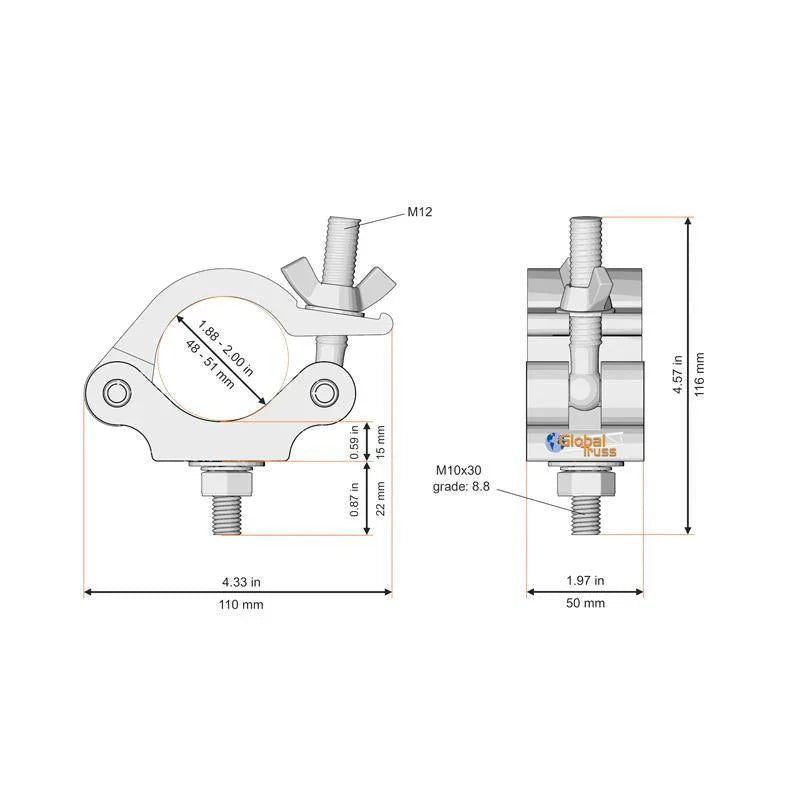 Global Truss Half Coupler Black (823-B) - DY Pro Audio