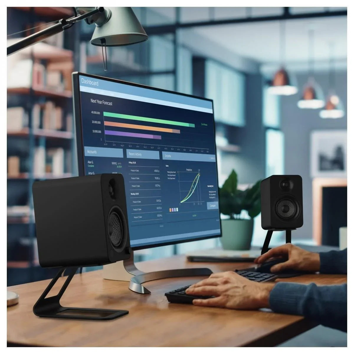 Kanto SE4 Elevated Desktop Speaker Stands (Medium) Black - DY Pro Audio